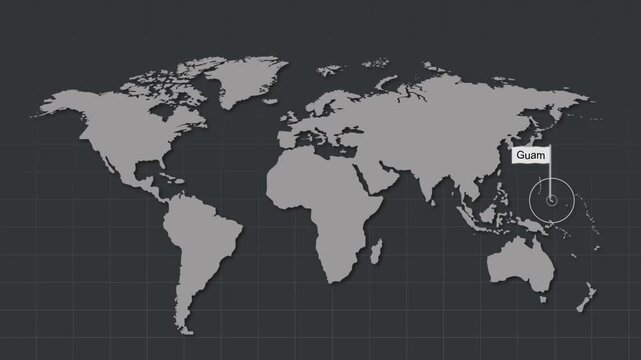 Guam Map Highlight Zoom Animation Geography Concept