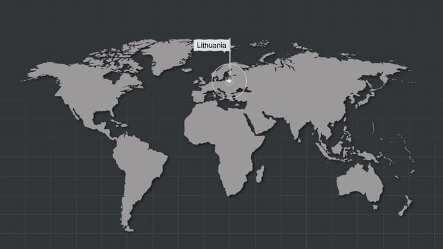 Lithuania Map Highlight Zoom Animation Geography Concept