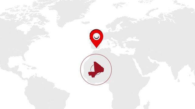 Mali Country Location Animation on Digital World Map