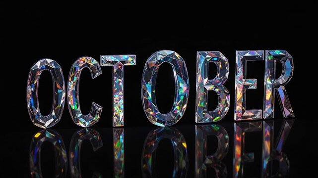 オパール誕生石10月立体ロゴ黒背景