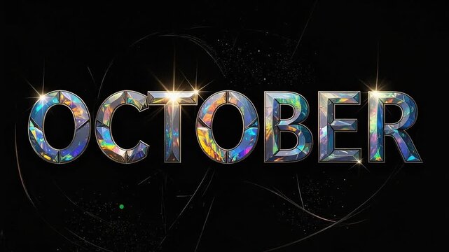オパール誕生石10月立体ロゴ黒背景