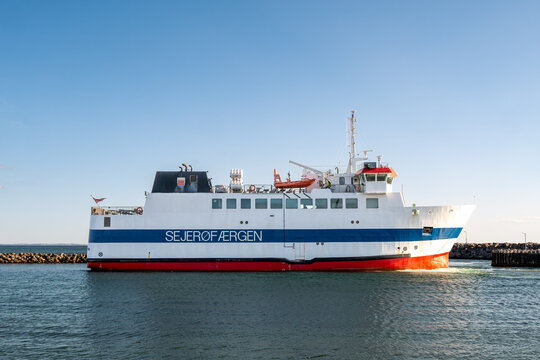 Sejer&oslash;f&aelig;rgen ferry at Sejer&oslash; harbour in Sejerby, operating between Havns&oslash; and Sejer&oslash; in Kattegat, Denmark
