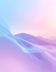 Naklejka premium The serene landscape shows gentle hills and pastel colors at sunset.