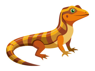 Fototapeta premium Orange striped lizard standing isolated on white background