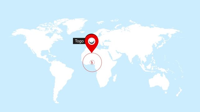 Togo Map Pin Location Animation Global World Map Concept