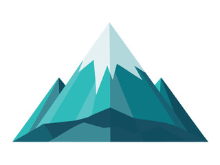 Fototapeta premium Geometric mountain peak with snowcap on white background