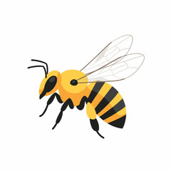 Fototapeta premium Bee flying on white background isolated illustrative insect