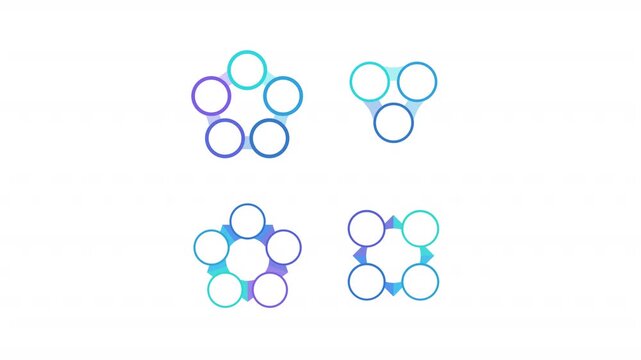 Business and management infographic multiple steps template animation set. Sequence options HD video collection. Animated blank diagram visualization. Process layout empty design. Motion graphics