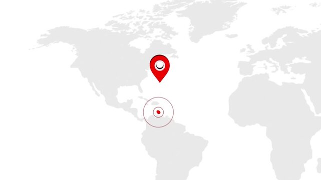 Aruba Location Pin on World Map for Travel Concept
