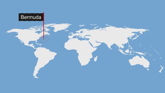 Bermuda City Location on World Map Animation Concept