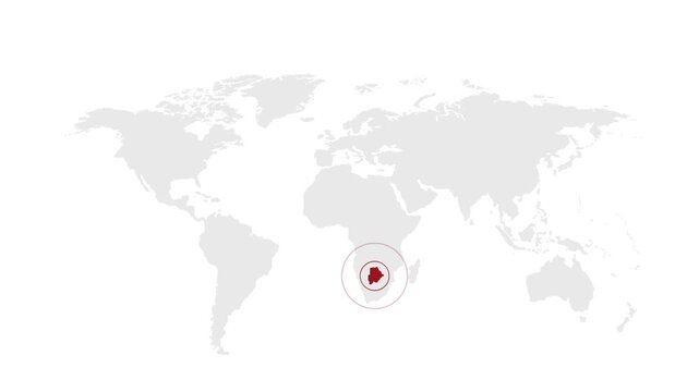 Botswana Location on World Map with Pin Marker Illustration