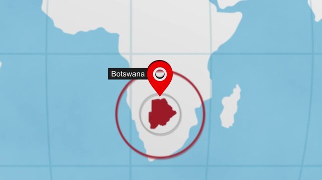 Botswana Location Highlight on World Map with Circle Marker