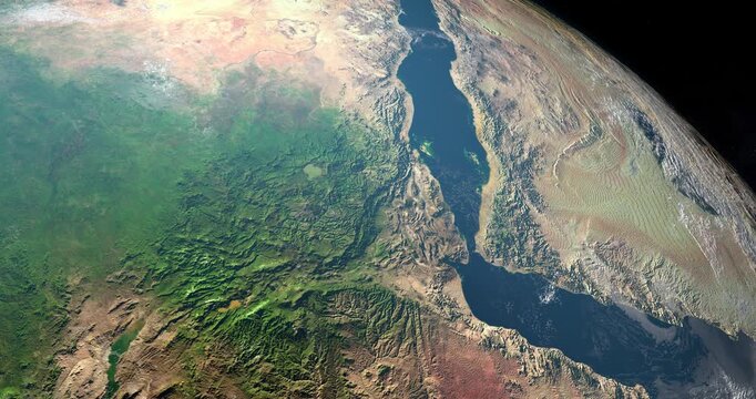 Bab-el-Mandeb in earth planet. Aerial View