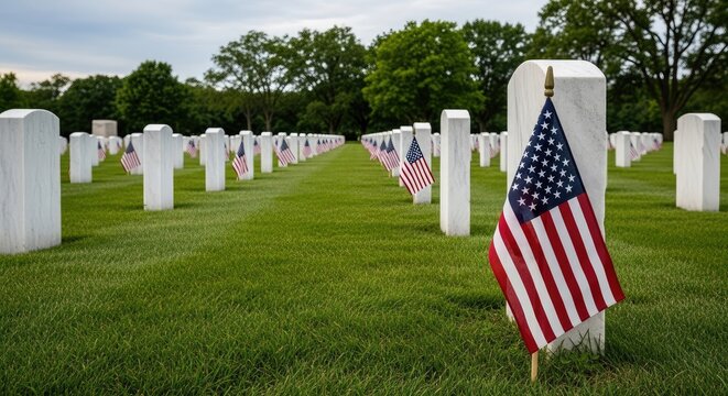 Honoring heroes a solemn memorial day scene at arlington national cemetery with american flags