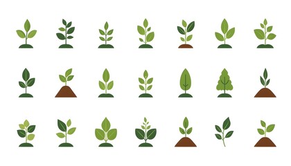 Fototapeta premium Organic nature eco icons collection plant growth and environment