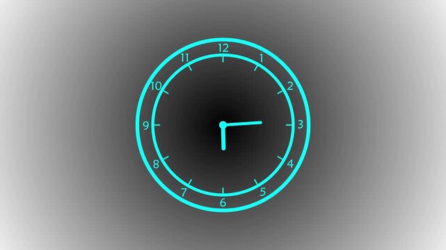 Minimalist Clock Isolated Animation on Black and white Background. A simple clock 4k video.