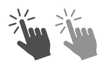 Obraz premium Minimalist hand cursor icons, black and gray finger click pointer symbols, flat vector set for website navigation and digital interface design