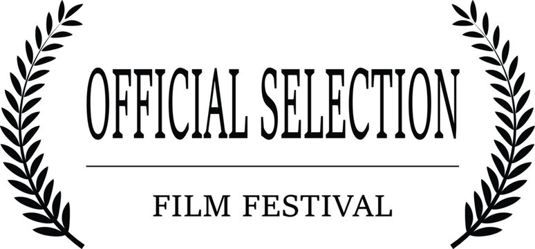 Official Selection Film Festival laurel wreath vector illustration, black award icon isolated on white background.