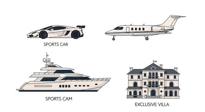 Luxury Sports Car and Private Jet.