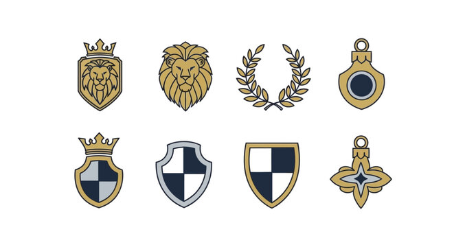 Collection of heraldic shield crests logos.