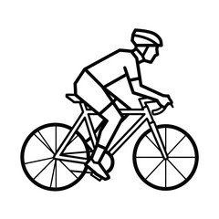 Naklejka premium Cyclist riding a road bicycle line art illustration