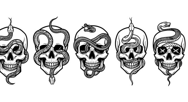 Skulls with snakes on them.