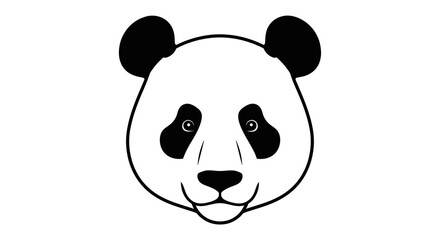 Black and white cartoon panda face illustration icon © tri
