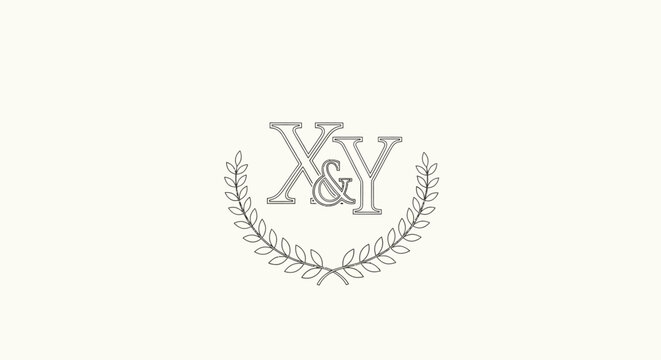 Elegant X and Y monogram with laurel wreath design