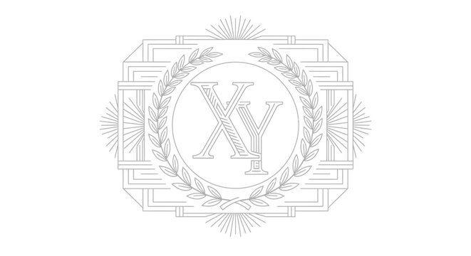 Elegant XY monogram logo with laurel wreath and classic frame