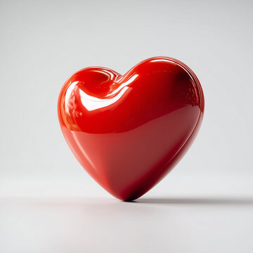 A vibrant red heart glows with a polished sheen, symbolizing love, passion, and affection. Evoking feelings of warmth and intimacy. 