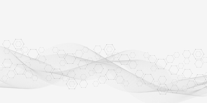 Hexagonal abstract background. Big Data Visualization. Global network connection. Medical, technology, science background. Vector illustration.