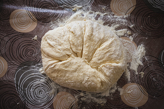 Preparing the dough for homemade bread