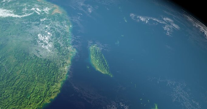 Taiwan Strait in earth planet. Aerial View