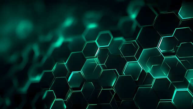 Abstract Neon Hexagon Grid With Glowing Hex Pattern.