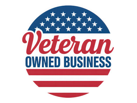 Veteran Owned Business American Flag Emblem isolated on a transparent background