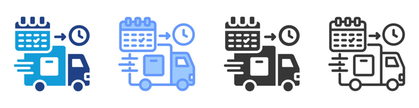 Delivery Schedule icon set multiple style collection