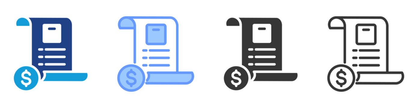 Order Receipt icon set multiple style collection