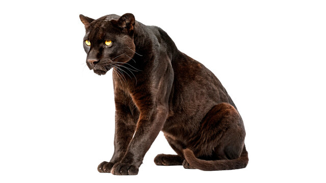 Large black pantera isolated on transparent background