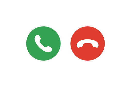 Colorful call accept and decline buttons pick up and hang up phone icon