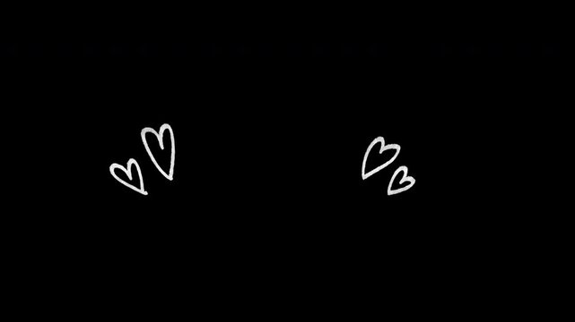 Hand-drawn heart line divider animation, seamless loop with alpha channel
