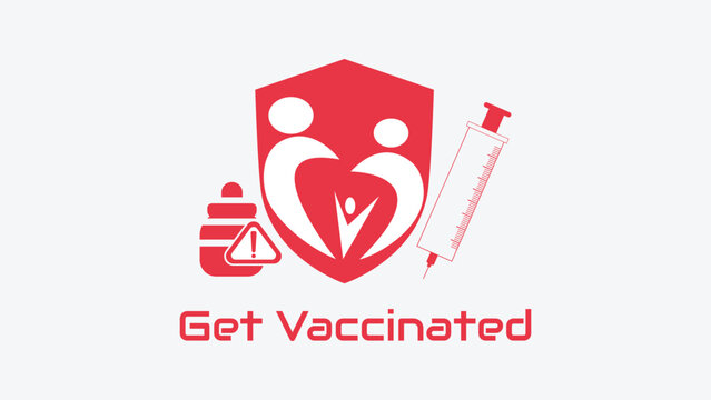 Get Vaccinated for health safety and protection against viruses and diseases vector template