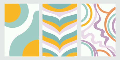 Obraz premium Abstract colorful geometric patterns arranged in three vertical panels