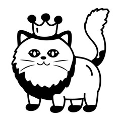 A glyph style icon depicting a crowned cat    © Vectors Market