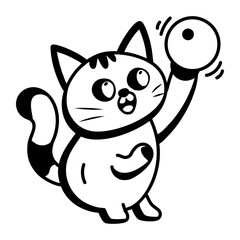 A glyph style icon depicting a cat ball    © Vectors Market