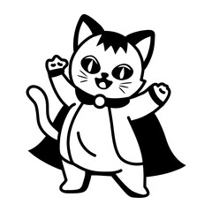 A glyph style icon showing a cat wearing spooky costume    © Vectors Market