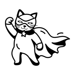 A glyph style icon showing a cat wearing superhero costume    © Vectors Market