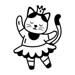 A glyph style icon showing a cat wearing crown    © Vectors Market