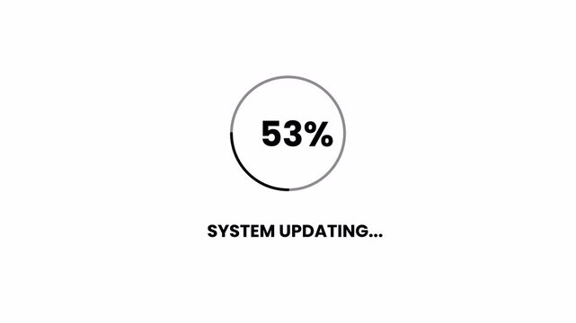 System Updating Circle Progress Bar Animation with Percentage and 100 Percent Completed Sign Motion Graphic for Software Upgrade and Operating System Concept 4k video animation seamless loop