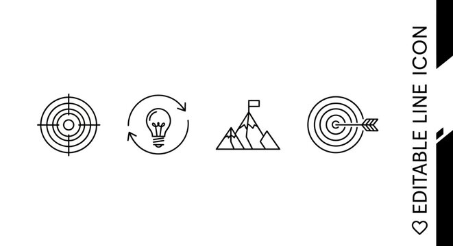Targeting and precision icon set strategy accuracy and goal achievement