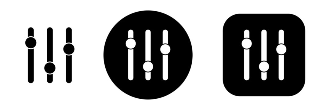 Filter button icon set with slider and equalizer symbols. Customize search , Sort and settings control icons for dashboard, ecommerce interface, data filtering and UI design